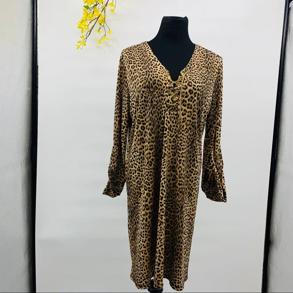 Michael‎ kors women’s leopard chain dress sz XL